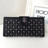 Skull Wallet and Purse Women's Long Leather Wallet Buckle Rivet Purse