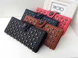 Skull Wallet and Purse Women's Long Leather Wallet Buckle Rivet Purse