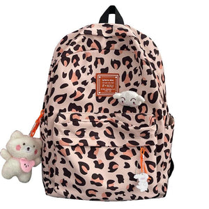 Leopard Schoolbag College Lady Laptop Backpack