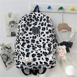 Leopard Schoolbag College Lady Laptop Backpack