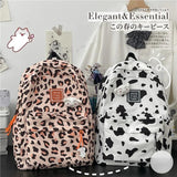 Leopard Schoolbag College Lady Laptop Backpack
