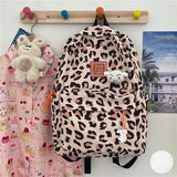 Leopard Schoolbag College Lady Laptop Backpack