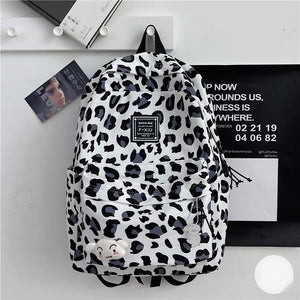 Leopard Schoolbag College Lady Laptop Backpack