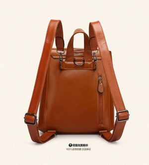 Lady Leather Backpack Travel Bag with Pockets