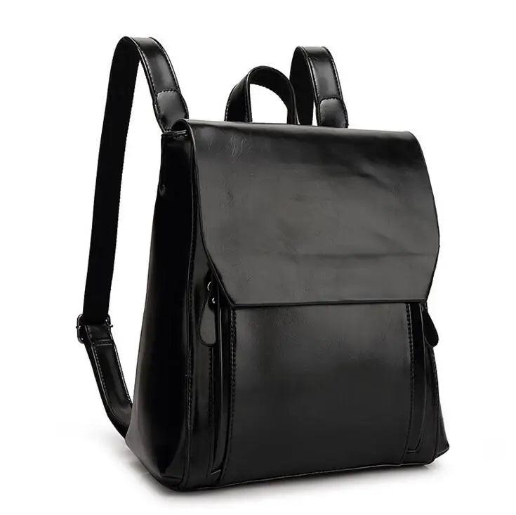 Lady Leather Backpack Travel Bag with Pockets