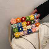 Woolen Woven Bag Flowers Crossbody Handbag Autumn Knitting Bag