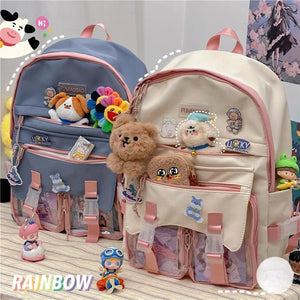 Vintage Cartoon High School Backpack for Teen Girls