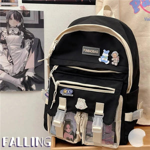 Vintage Cartoon High School Backpack for Teen Girls