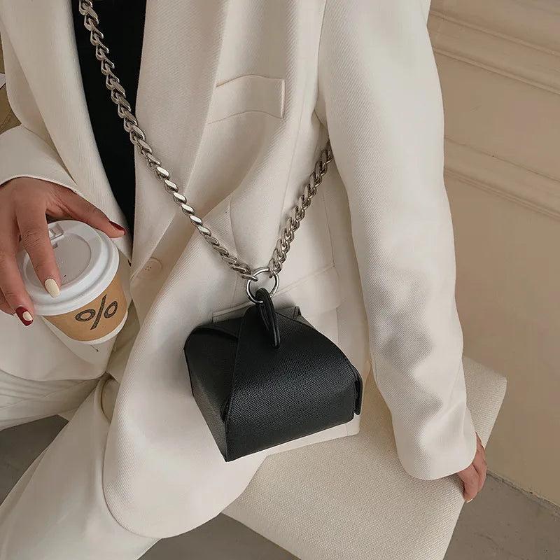 Thick Chain Ladies Box Bag Shoulder Messenger Bag