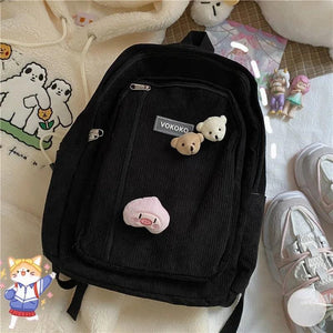 Candy Colors Backpacks Girl High School Vintage Cartoon Bags Teenage Travel
