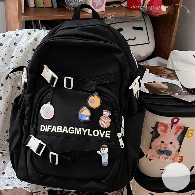 Vintage Backpack Women School Bags Girl Cartoon Teen
