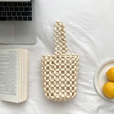 Summer Bucket Bag Drawstring Hand-Woven Beach Bag