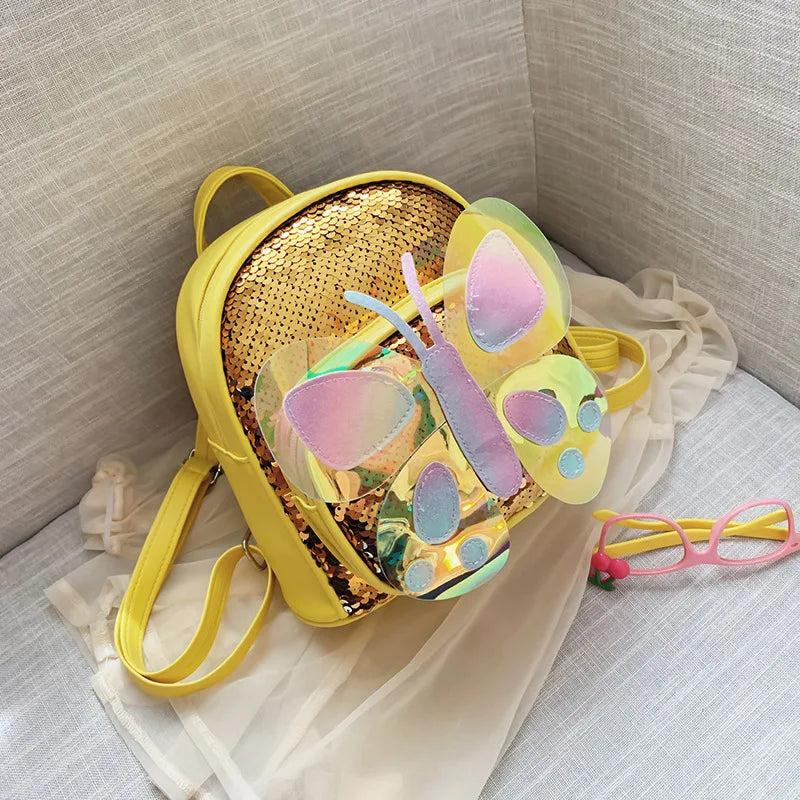 Kids Sequin Butterfly Schoolbag Water Proof Cartoon Backpack