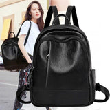 Women's PU Leather Travel Shoulder Bag Girl School Backpack