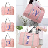 Foldable Travel Bag Water Proof Luggage Purple Flower Print Shoulder Pack