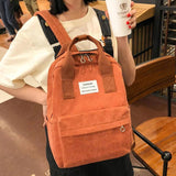 Corduroy Backpack Women Large Capacity School Bag Teen Travel Knapsack