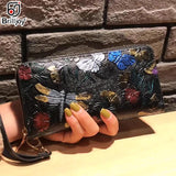 Butterfly Long Wallet Clutch Floral Wristband Bag Female Purse