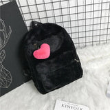 Soft Faux Fur Backpack Winter Plush Rucksack Pink Mochila