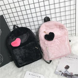 Soft Faux Fur Backpack Winter Plush Rucksack Pink Mochila