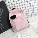Soft Faux Fur Backpack Winter Plush Rucksack Pink Mochila