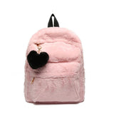 Soft Faux Fur Backpack Winter Plush Rucksack Pink Mochila