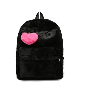 Soft Faux Fur Backpack Winter Plush Rucksack Pink Mochila