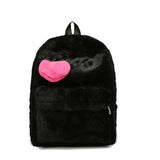 Soft Faux Fur Backpack Winter Plush Rucksack Pink Mochila