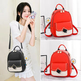 Small PU Leather Backpack for Women Casual Student Mochilas