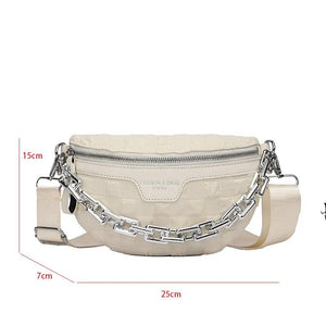 Plaid Nylon Waist Bag Thick Chain Women's Fanny Pack Casual Handbag Purse