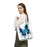 Butterfly Printed Cartoon Handbags Reusable Women Shoulder Bag Tote