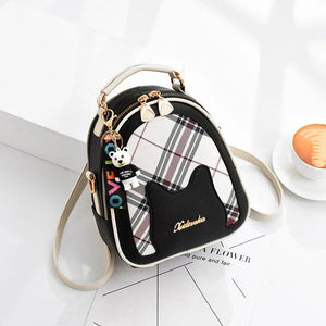 Plaid Cat Lady Backpack Student Backpack