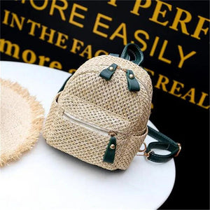 Bohemian Straw Backpack Women Beach Mini Shoulder Bag Hollow Out Satchel