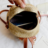 Bohemian Straw Backpack Women Beach Mini Shoulder Bag Hollow Out Satchel