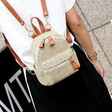 Bohemian Straw Backpack Women Beach Mini Shoulder Bag Hollow Out Satchel