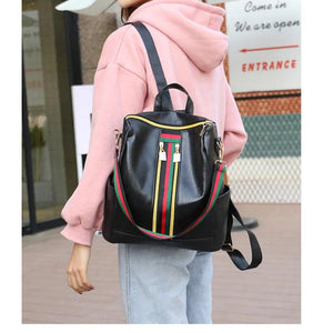 Leather Backpack High Women Ladies Preppy Style Mujer School Bag for Teenage