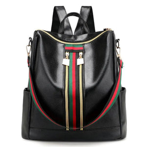 Leather Backpack High Women Ladies Preppy Style Mujer School Bag for Teenage