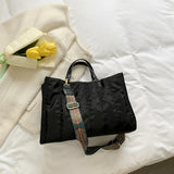 Green Beige Padded Handbag Winter Down Cotton Tote Nylon Crossbody Bag