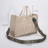 Green Beige Padded Handbag Winter Down Cotton Tote Nylon Crossbody Bag