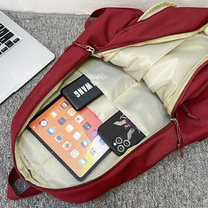 Nylon College Backpack for Women Girl Student Laptop Bag