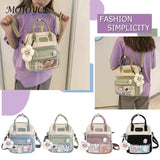 Women Patchwork Preppy Style Backpack Nylon Large Capacity