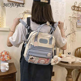 Women Patchwork Preppy Style Backpack Nylon Large Capacity