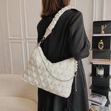 Quilted Nylon Shoulder Bag with Chain Strap