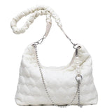 Quilted Nylon Shoulder Bag with Chain Strap