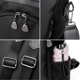 Women's Anti-theft Backpack Black/Grey Travel Shoulder Bag