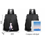 Women's Anti-theft Backpack Black/Grey Travel Shoulder Bag
