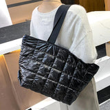 Winter Large Capacity Green Shoulder Bag Quilted Bucket Totes