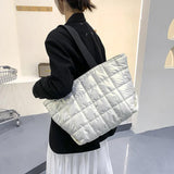 Winter Large Capacity Green Shoulder Bag Quilted Bucket Totes