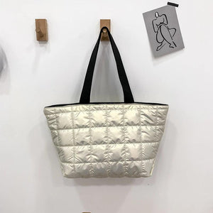 Winter Large Capacity Green Shoulder Bag Quilted Bucket Totes