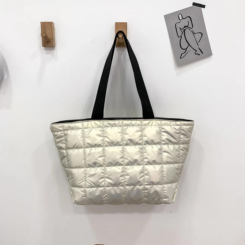 Winter Large Capacity Green Shoulder Bag Quilted Bucket Totes