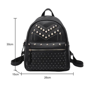 Rivet Shoulder Backpacks Leather Travel Student Casual School Bag